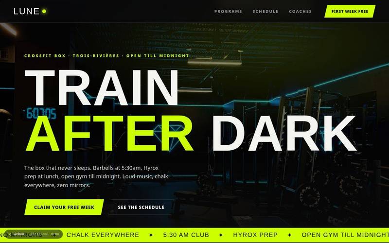 Lune Fitness homepage