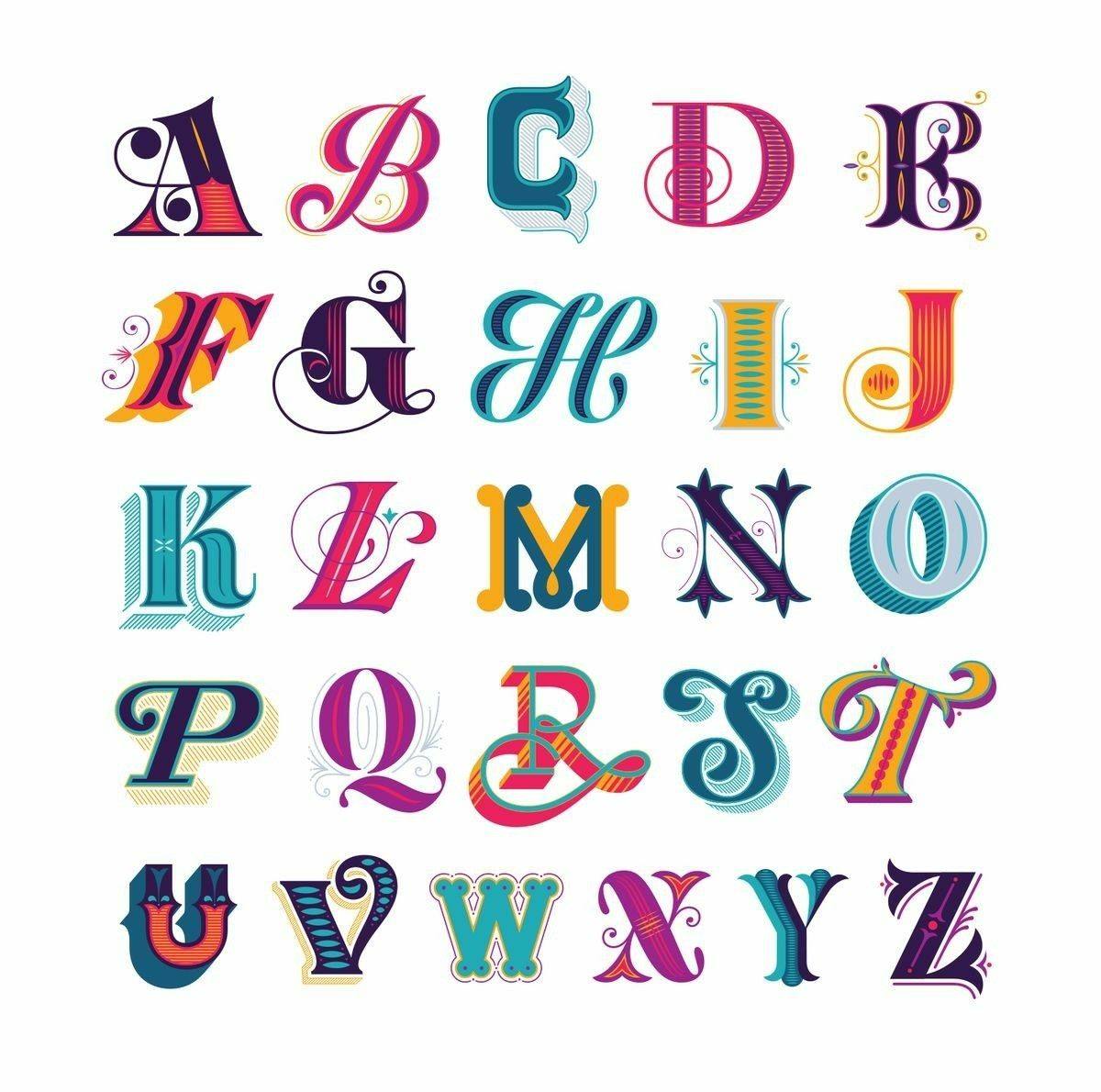Decorative alphabet in varied display styles