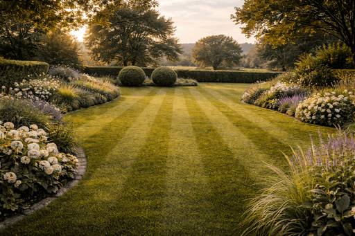 A lush green lawn in summer