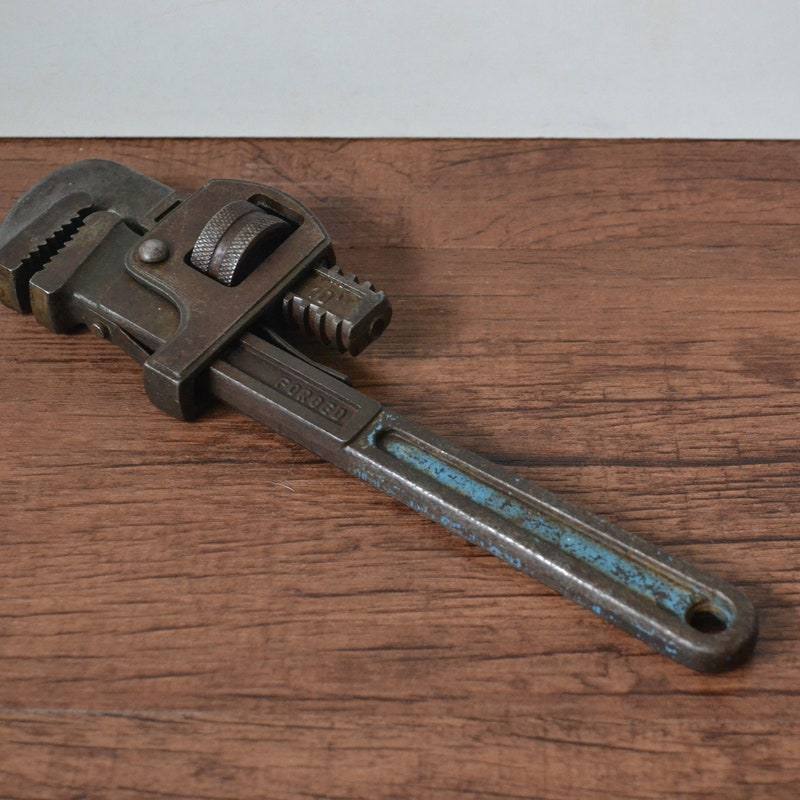 A vintage pipe wrench kept from years of service