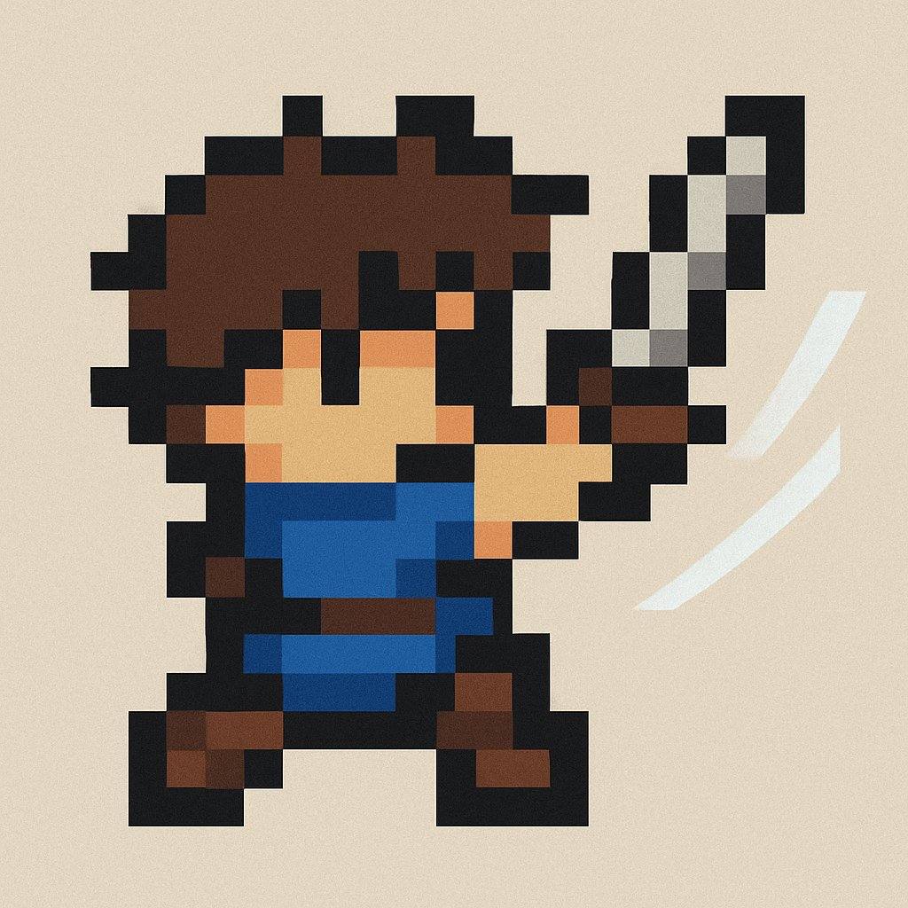 Blade Pixel marquee art: pixel swordsman sprite
