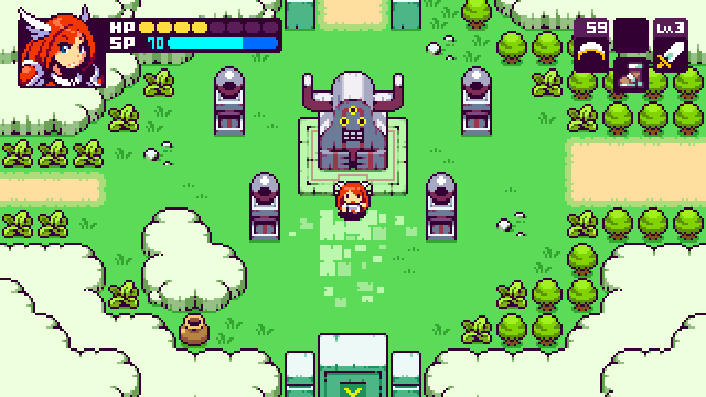 Meadow Tactics marquee art: top-down pixel RPG battle